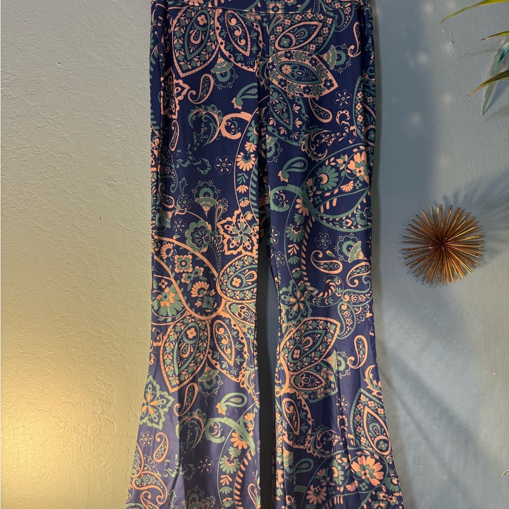 Floral Paisley Wide-Leg Pants